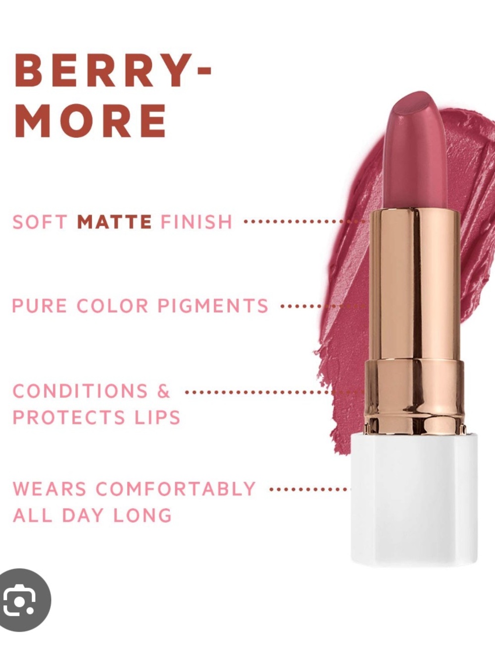 Berry-More Soft Matte Lipstick - Berry Pink